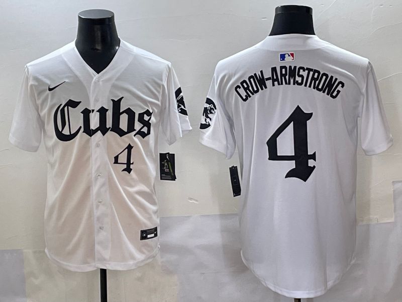 Men 2025 Chicago Cubs #4 Crow-Armstrong White Five generations Joint Name Nike MLB Jersey style 10->chicago cubs->MLB Jersey